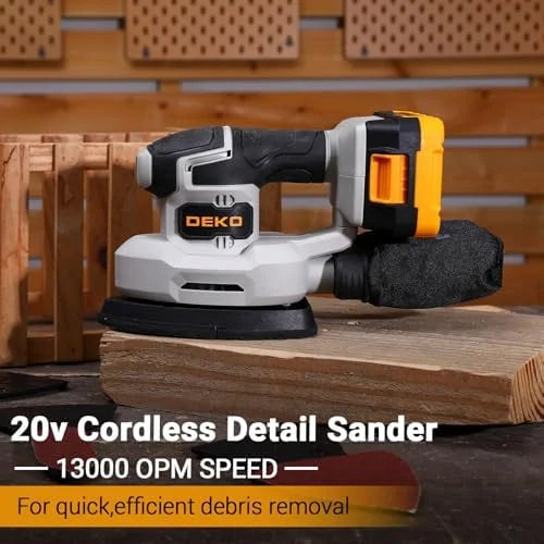 Cordless Detail Sander: Multi - Function Mouse Sander Electric Sander Tool Palm Sanders with Dust Collector, 3 Additional Attachments&12pcs Sandpapers for Home Decoration