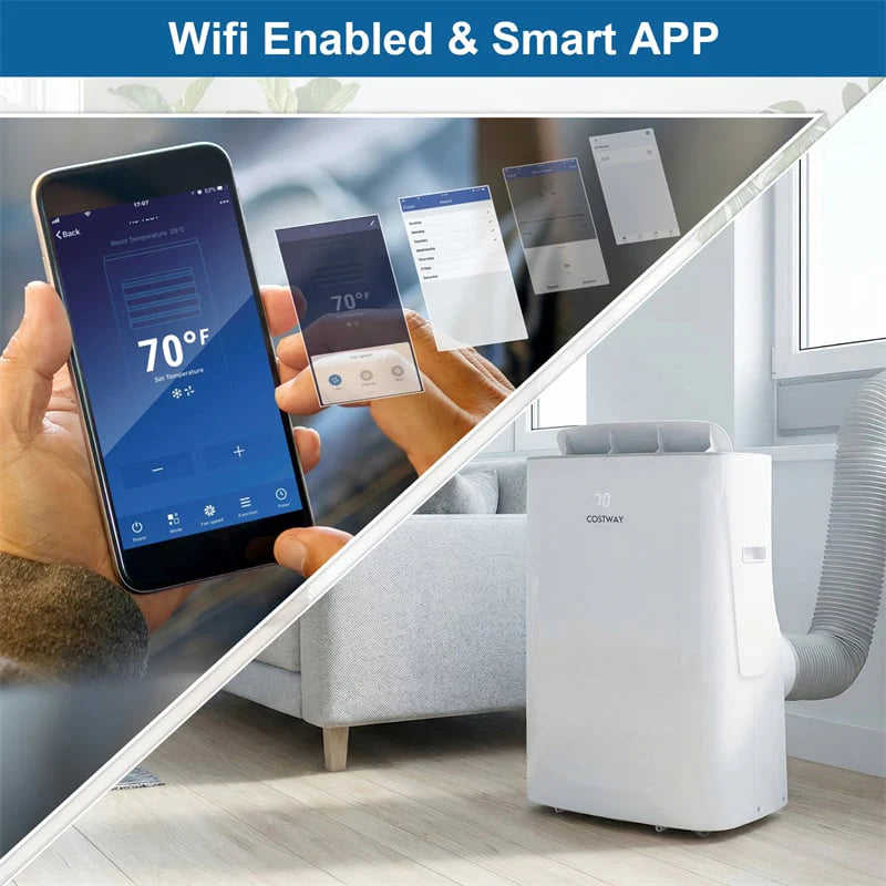 15000 BTU Inverter Portable Air Conditioner, 4-in-1 Smart WiFi AC Unit with Heat, Dehumidifier, Fan, Auto Swing & Window Kit, Cools Up to 750 Sq.Ft