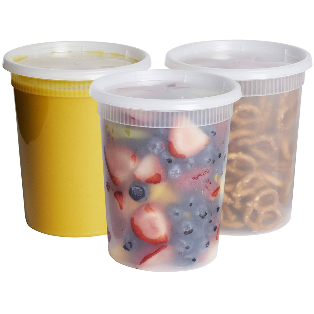 32 oz. Plastic Deli Food Storage Containers with Airtight Lids 24 Sets