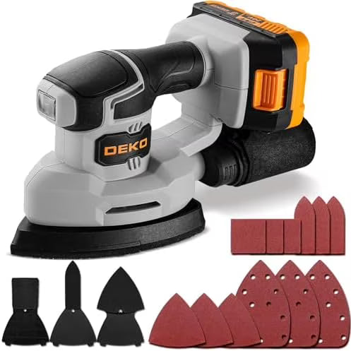 Cordless Detail Sander: Multi - Function Mouse Sander Electric Sander Tool Palm Sanders with Dust Collector, 3 Additional Attachments&12pcs Sandpapers for Home Decoration