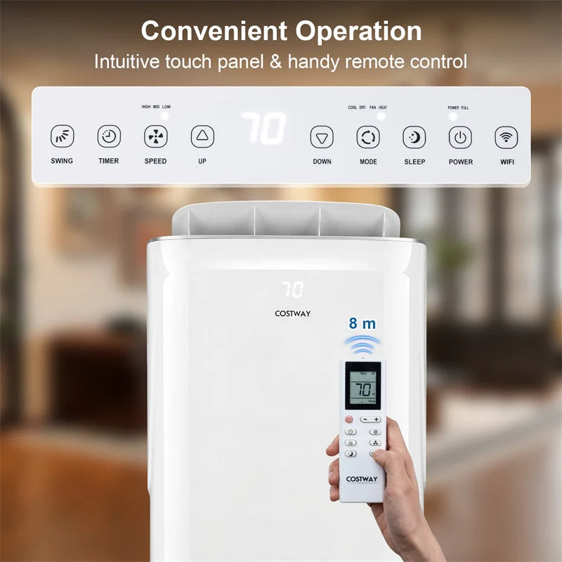 15000 BTU Inverter Portable Air Conditioner, 4-in-1 Smart WiFi AC Unit with Heat, Dehumidifier, Fan, Auto Swing & Window Kit, Cools Up to 750 Sq.Ft