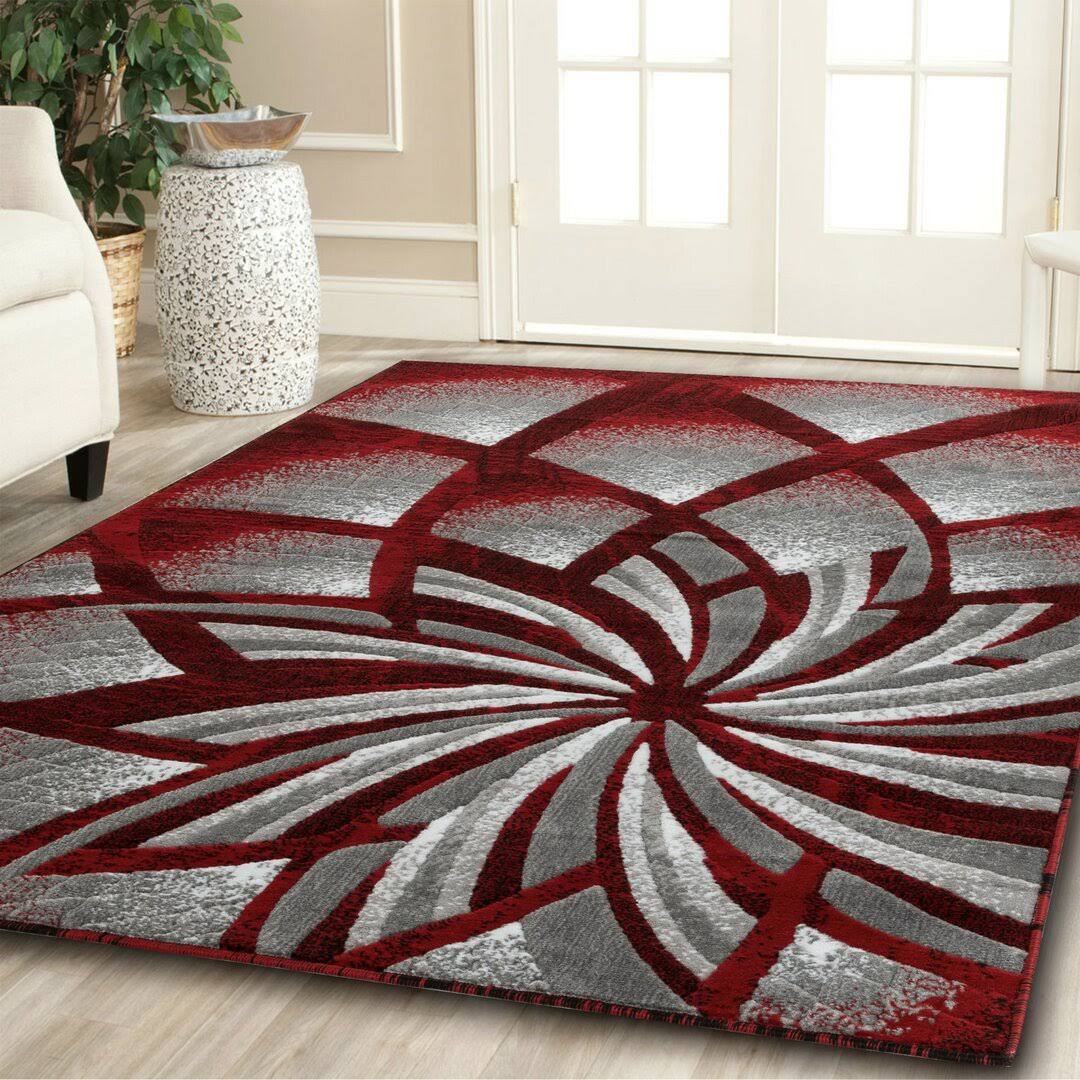 Delana New Modern Red/Cream/Gray Area Rug Orren Ellis Rug Size: Rectangle 3'7" x 5'