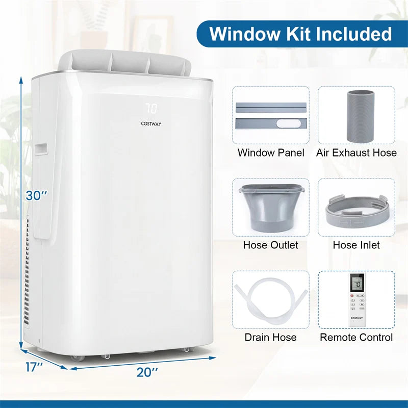 15000 BTU Inverter Portable Air Conditioner, 4-in-1 Smart WiFi AC Unit with Heat, Dehumidifier, Fan, Auto Swing & Window Kit, Cools Up to 750 Sq.Ft